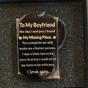 Black Engraved Keychain for Boyfriend